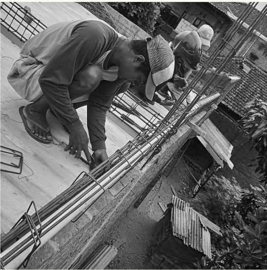 Subcontracted construction team working on-site